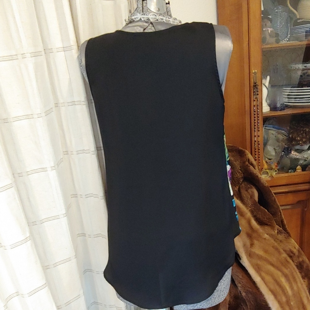 Nicole Miller Black Floral Top - Picture 3 of 4